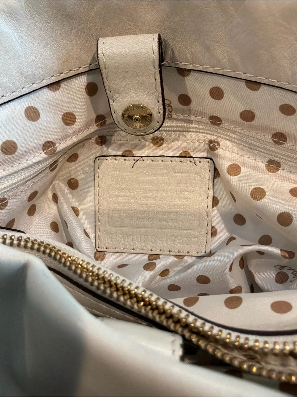 Coach Peyton Cream and Yellow Leather Shoulder Satchel